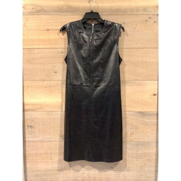 Helmut Lang Open Back black lamb Leather Dress Size 8 - Picture 4 of 12